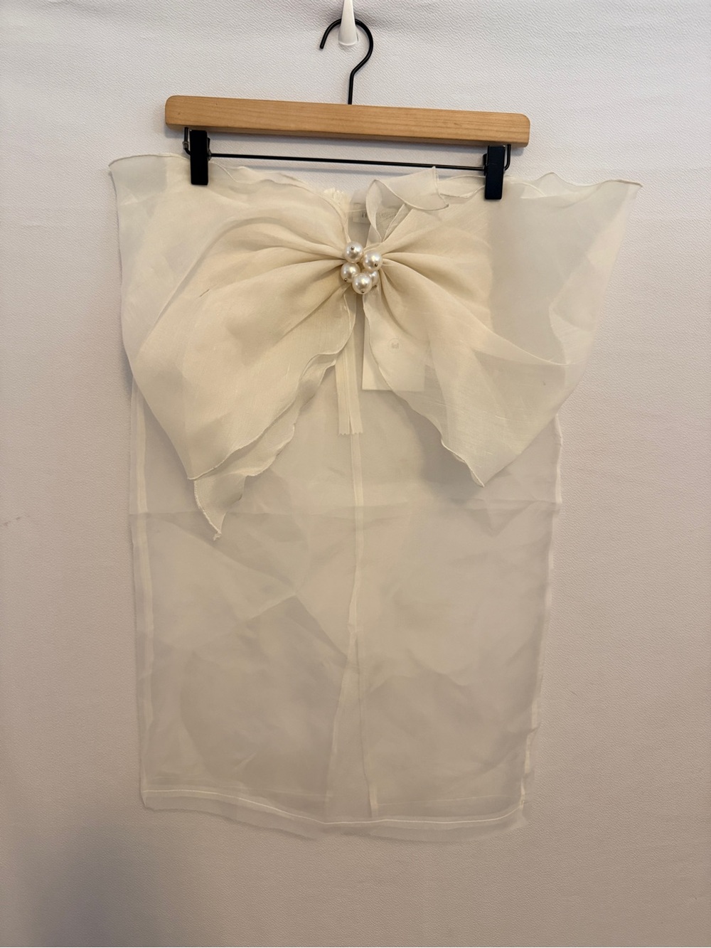 NEW Milkwhite x REVOLVE Organza Midi Skirt With Big Bow in White Cream Sheer XS - Picture 6 of 11